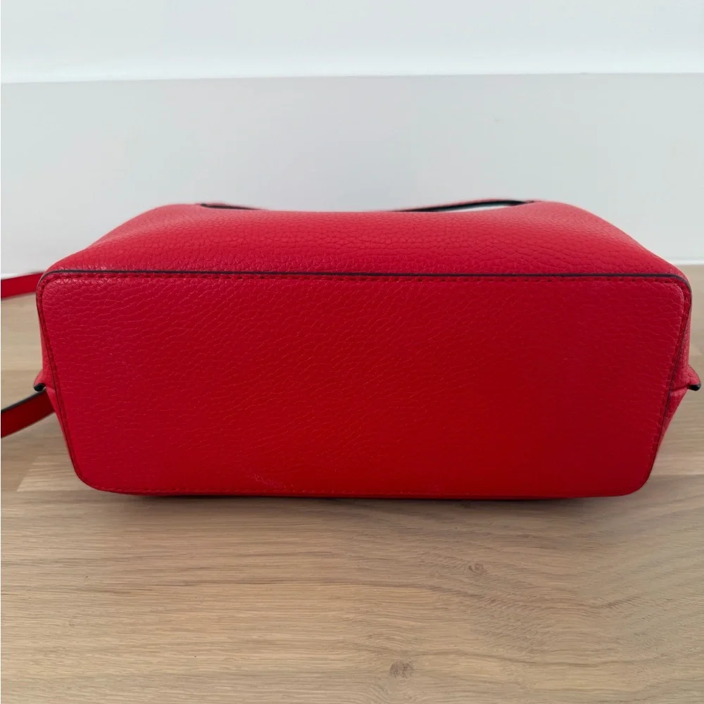 NEW Michael Kors Emilia Small Pebbled Leather Satchel Bright Red
